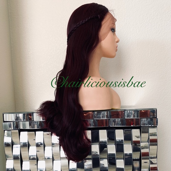 Burgundy wig lace front middle part 24 inch long - Picture 2 of 7
